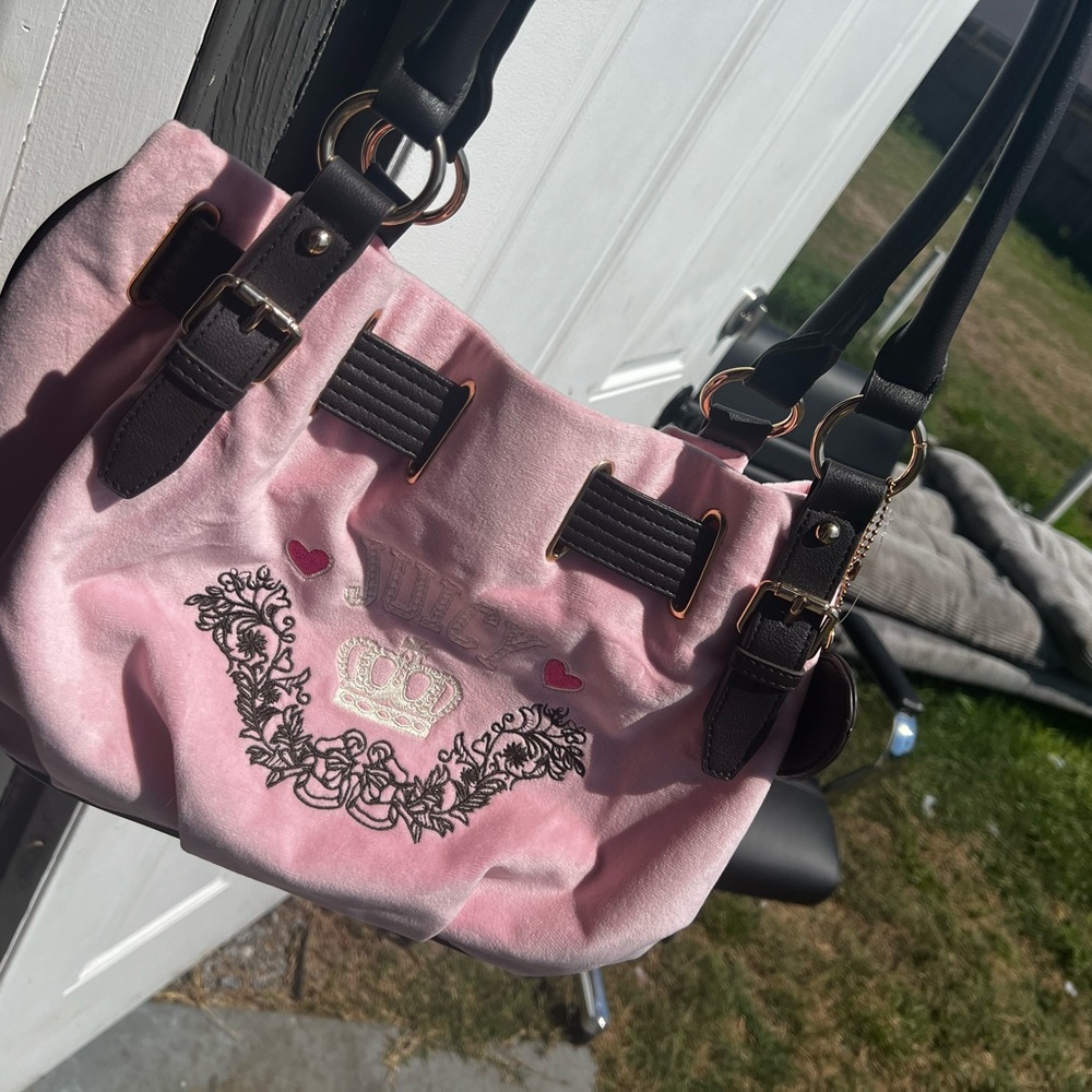 Juicy Couture Pink Shoulder Bag with Dark Brown Handles
